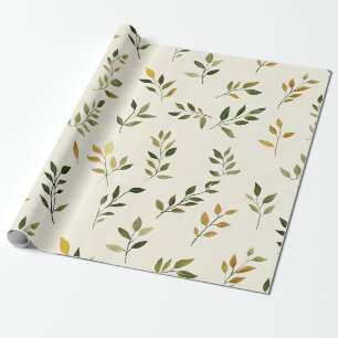 Forest Walk Leaves and Twigs in Warm Earth Tones Wrapping Paper