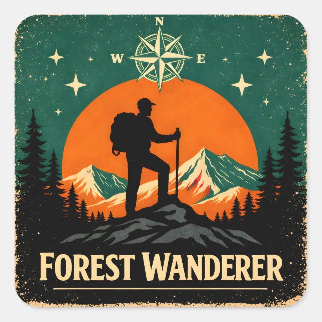 Forest Wanderer – Ancient Woods Nature Explorer Square Sticker (Front)