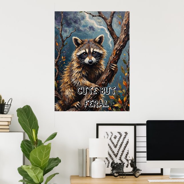 Forest Watcher: Racoon on a Limb Poster (Home Office)