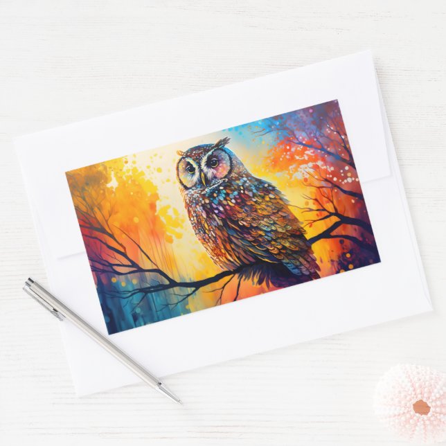 Forest Watchers, forest dwellers, owl Rectangular Sticker (Envelope)