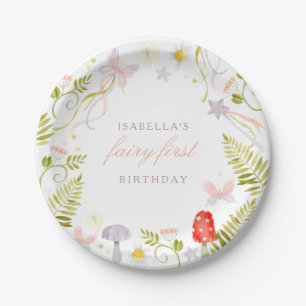 Forest Watercolor Greenery Fairy First Birthday Paper Plate