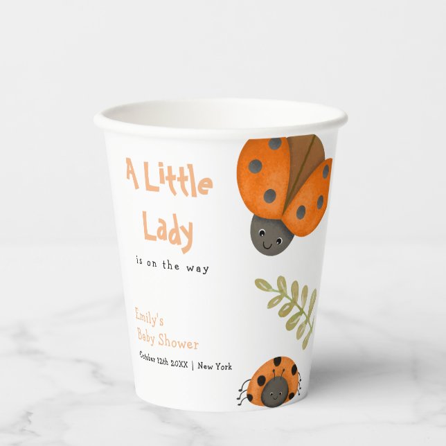 Forest Watercolor Little Ladybug Baby Shower  Paper Cups (Front)