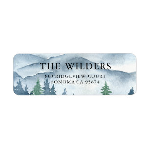 Forest Watercolor Mountain Return Address Label