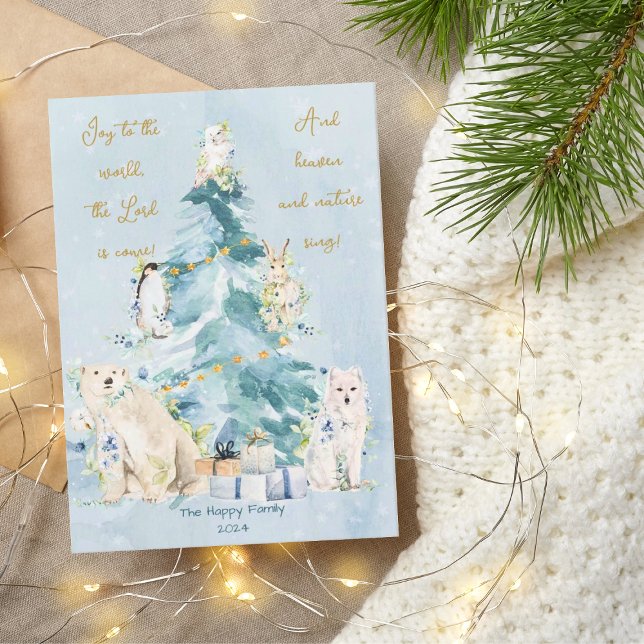 Forest Watercolor Snow Christmas Holiday Card (Creator Uploaded)