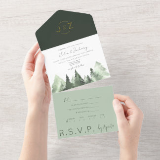 Forest Watercolor Wedding Invitation