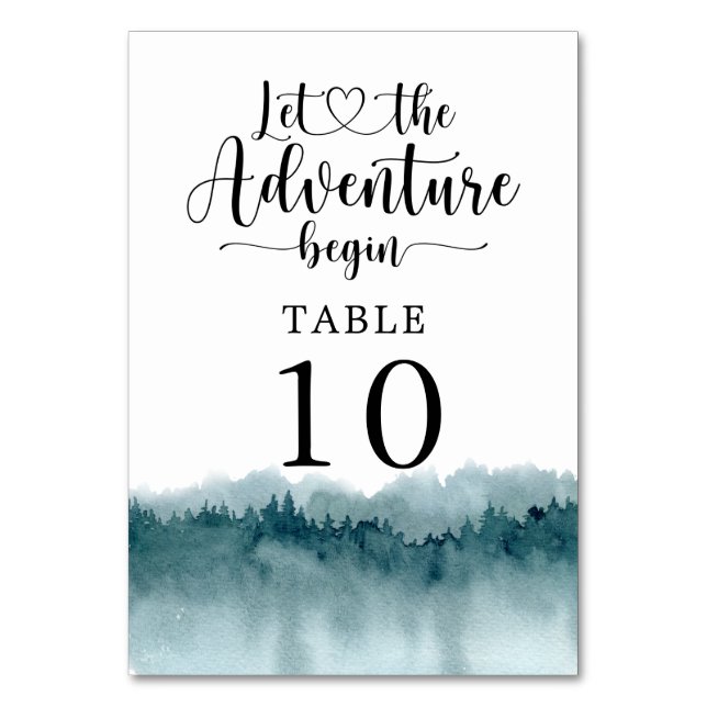 Forest Watercolor Wedding  Table Number (Front)