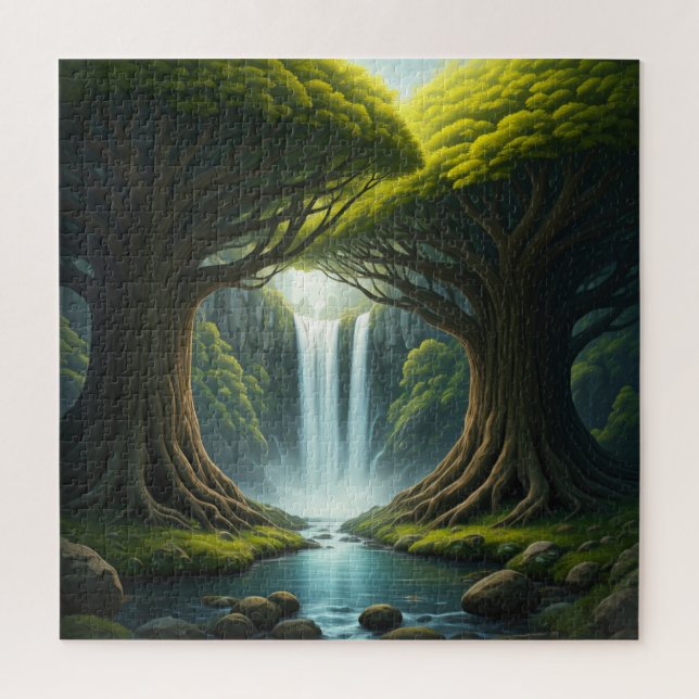 Forest Waterfall  Jigsaw Puzzle (Vertical)