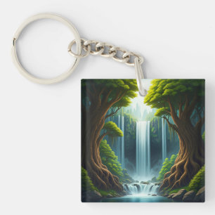 Forest Waterfall Key Ring