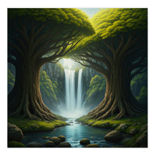 Forest Waterfall  Poster