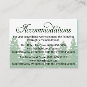 Forest Wedding Accommodation - Reception Cards
