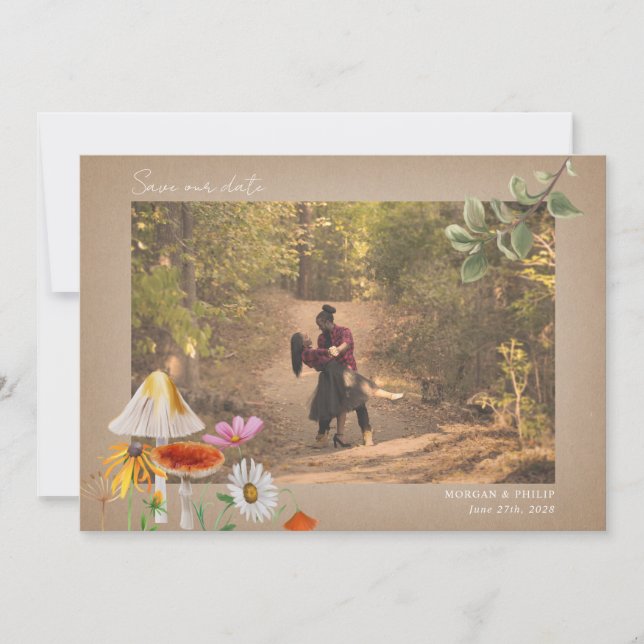 Forest Wedding Photo Cardstock Save The Date (Front)