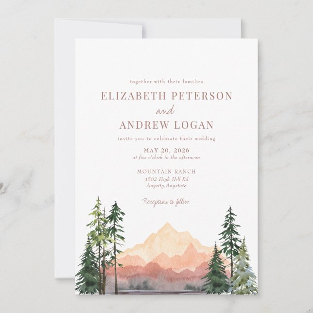 Forest Wedding | Rustic Mountains  Invitation (Front)