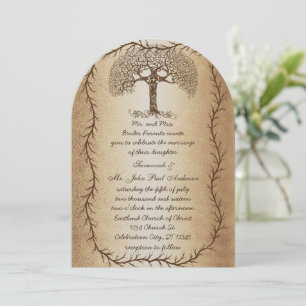 Forest Wedding Tree on Brown Paper Wedding Invitation