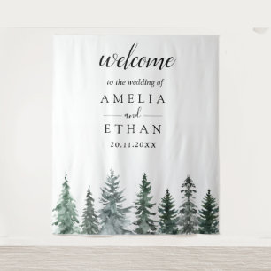 Forest Wentre Watercolor Wedding Tapestry