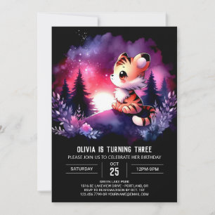 Forest Whimsical Tiger Birthday Invitation
