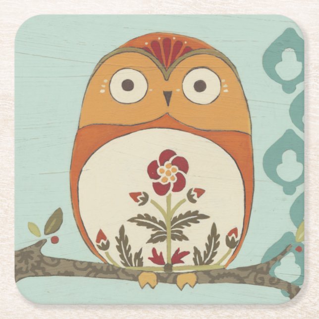 Forest Whimsy II Square Paper Coaster (Front)