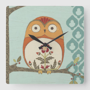 Forest Whimsy II Square Wall Clock