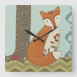 Forest Whimsy III Square Wall Clock