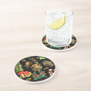 Forest, wild mushrooms coaster