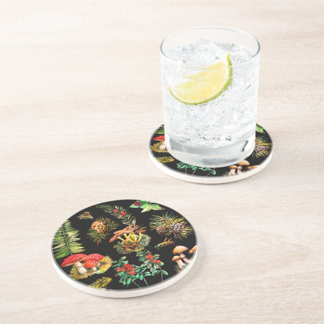 Forest, wild mushrooms coaster (Side)