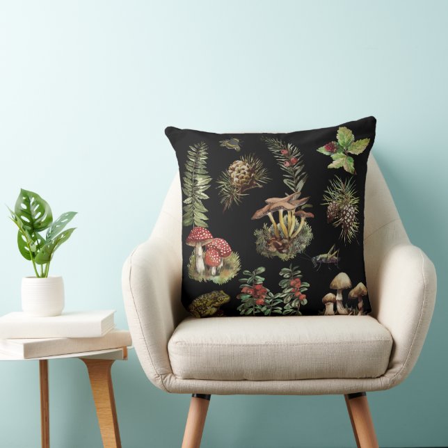 Forest, wild mushrooms cushion (Chair)
