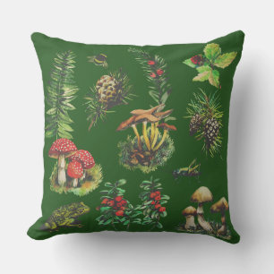 Forest, wild mushrooms cushion