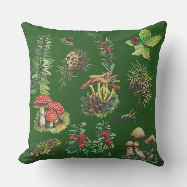 Forest, wild mushrooms cushion (Front)
