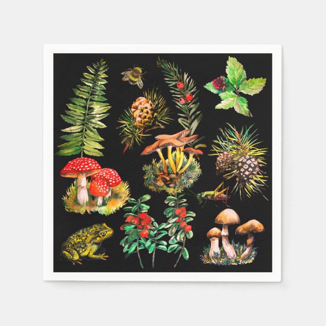 Forest, wild mushrooms napkin (Front)