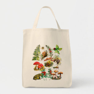 Forest, wild mushrooms tote bag