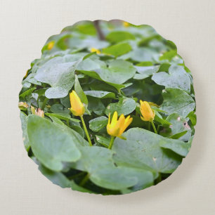 Forest Wildflowers – Botanical Nature Photography Round Cushion