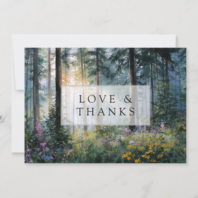 Forest Wildflowers Floral Rustic Wedding Photo Thank You Card (Front)