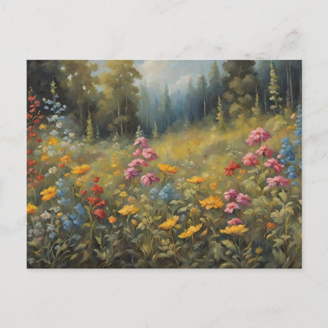 Forest Wildflowers Nature Illustration  Postcard (Front)