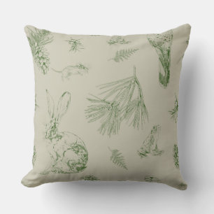 Forest Wildlife & Botanical Line Art Cushion