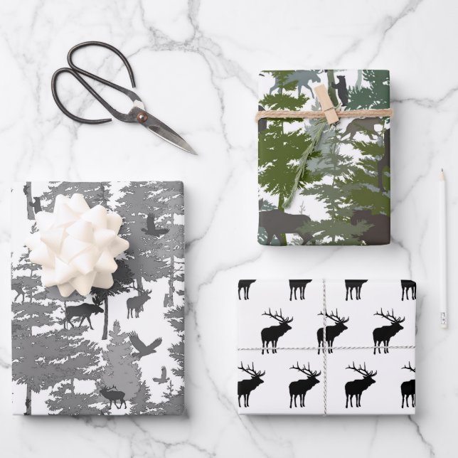 Forest Wildlife Wrapping Paper Sheet (Front)
