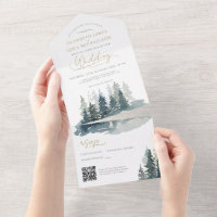 Forest Winter Landscape Woodland Wedding QR Code