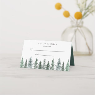 Forest Wintre Watercolor Wedding Place Card