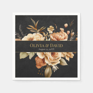 Forest Witch Black Floral Wedding Napkins