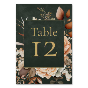 Forest Witch Green Floral Table Number Card