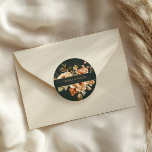 Forest Witch Green Floral Wedding Round Sticker