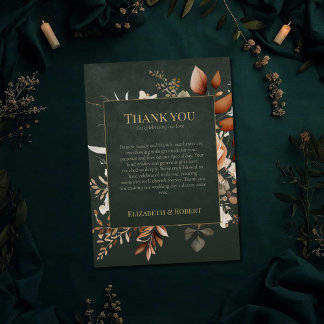 Forest Witch Green Floral Wedding Thank You Card