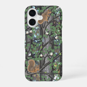 forest with birds and squirrels iPhone 16 case