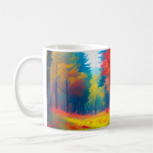 Forest with Colourful Trees And Flowers Coffee Mug