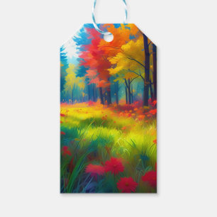 Forest with Colourful Trees And Flowers Gift Tags