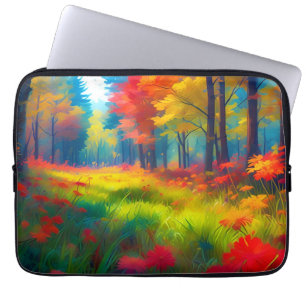 Forest with Colourful Trees And Flowers Laptop Sleeve