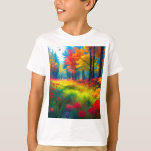 Forest with Colourful Trees And Flowers T-Shirt