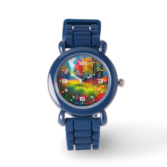 Forest with Colourful Trees And Flowers Watch (Front)