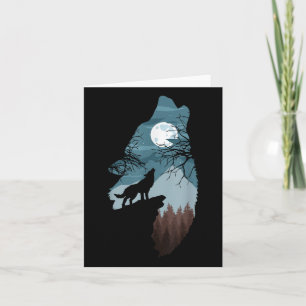 Forest With Full-moon And Cliff Of Silhouette Howl Card