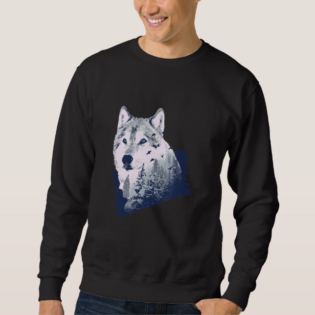 Forest Wolf Wilderness Nature Wild Animal Sweatshirt (Front)