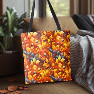 Forest Wonder Tote with Bold Autumn Leaves Bag
