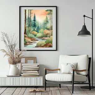 Forest Wonderland in Watercolor  Poster